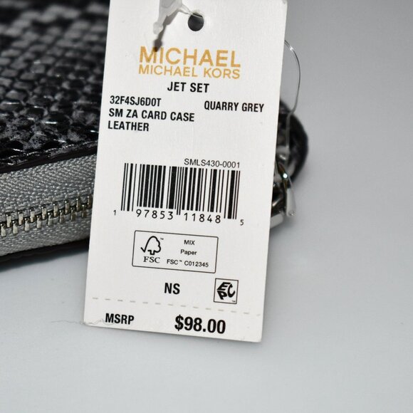 Michael Kors Zip Snake Card Case in Quarry Grey #32F4SJ6DOT NWT Details: Materia - Picture 5 of 5